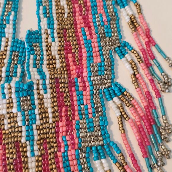 Bohemian Tribal Beaded Waterfall Necklace - Picture 2 of 5